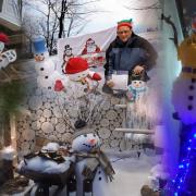 A previous Otley Snowman Trail with Nigel Francis pictured