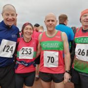 From left, Ilkley Harriers members David Ibbotson, Alison Weston, Dave Foyston and Mike Williams at the St Annes 10-miler. Picture: Mike Williams