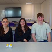 Horsforth sixth form students. L to R: Isabelle Plowman, Emilia Munoz and Sam Jubb