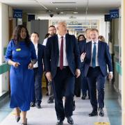 Health Secretary Stephen Barclay (centre) visits Airedale Hospital