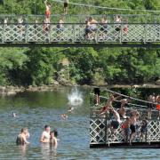 People jumping off the suspension bridge in Ilkley in 2022