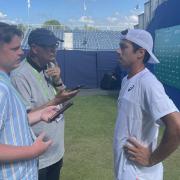 Jason Kubler chats to the media after winning the Lexus Ilkley Trophy men's singles yesterday.