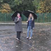 Pictured at Bowling Park Tennis Courts are Cllr Sarah Ferriby and Laurie Haines, LTA Parks Investment Delivery Partner