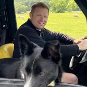 Robbie Moore MP and Pip the dog