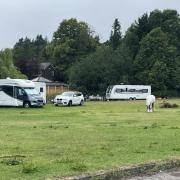 Travellers at Ilkley Lido in summer 2023