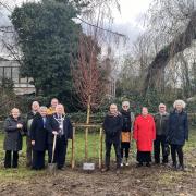Civic dignitaries at the tree planting in Manor Garth Park, Otley