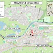 A map of Otley Shared Transport hub proposals