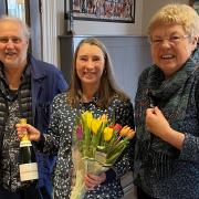 Left to right: Peter Mate, Deputy Chair u3a, Jenny Procter, the 2000th member, and Jacqui Wellbrook, Chair u3a