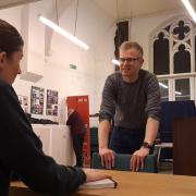 Rehearsal Pictures: Mike Gilroy, Musical Director, Will Sadler(playing Joe Gillis) and Catherine Gregory (playing Betty Schaefer)