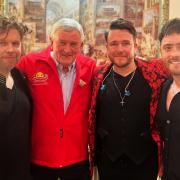 Mike Davies, MBE, with tribute band Rule The World