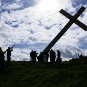 The Chevin Cross is raised in Otley to mark the approach of Easter 2024