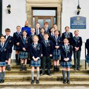 Westville House School pupils who are celebrating exam success with class teacher Mrs Hensby