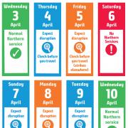 ASLEF strike travel advice calendar from April 3 to 10, 2024