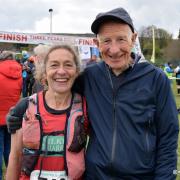 Alison Weston after the Three Peaks with Geoff Howard fresh from his London Marathon heroics. Photo: Dave Woodhead