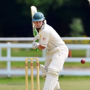 Bradford and Bingley v Woodlands.  Bingley's Ryan Cooper batting to a delivery from Pieter Swanepoel...Pic ms rep SPO..
