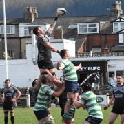 Simon Willet wins a line-out for Otley. Picture: Mike Pratt