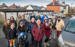Unhappy local residents in front of the Ash Grove garages