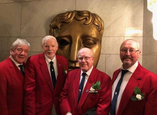 Steeton Male Voice Choir members Tony Paget, Michael Hopkinson, Keith Dunhill, and Simon Meyrick were among those who went to London to see a private viewing of the movie Ilkley